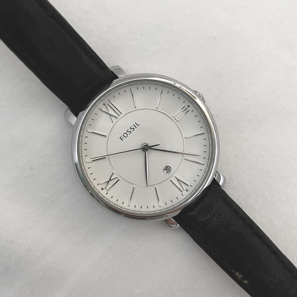 Fossil Silver Jacqueline Watch w/Black and Brown Straps